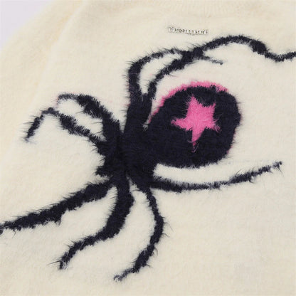 Star Spider Sweater Goth Punk Harajuku Hip Hop Streetwear Sweaters Men Fall Winter Oversized Knitted Jumper Pullover Black