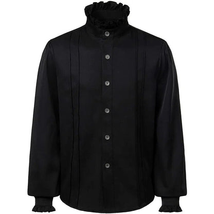 Men Pirate Shirt Vampire Renaissance Victorian Steampunk Gothic Ruffled Medieval Halloween Cosplay Costume Clothing Chemise Tops