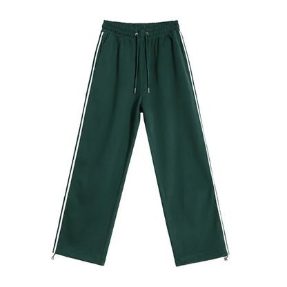 saferido 2024 Summer Men's Contract Color Striped Sweatpants New Korean Style Elastic Waist Wide Leg Pants Fashion Male Trousers