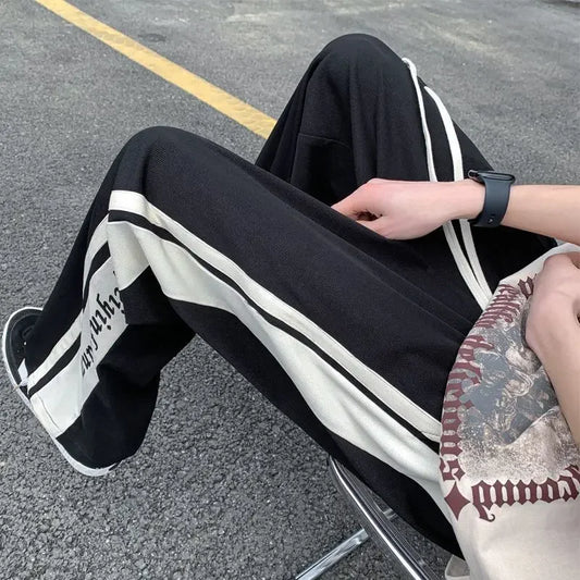 saferido Man Sports Pants Thin Trousers Striped Straight Summer Xxxl Loose Sport Korean Popular Clothes Y2k Baggy Gym Sweatpants for Men