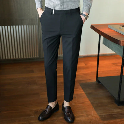 saferido  British Style Business Formal Wear Suit Pant Men Clothing Simple Slim Fit Casual Office Trousers Straight Pantalones Hombre