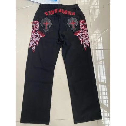 Street Popular Joker Solid Color Jeans Men Y2K New Harajuku Casual Loose Washed Straight Wide Leg Pants Unisex Vintage Trousers