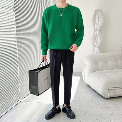 saferido Men's American Sweater Autumn Winter Thick Needle Sweater Round Neck Pullover Loose Casual Oversize Sweater Mens Clothing 4XL