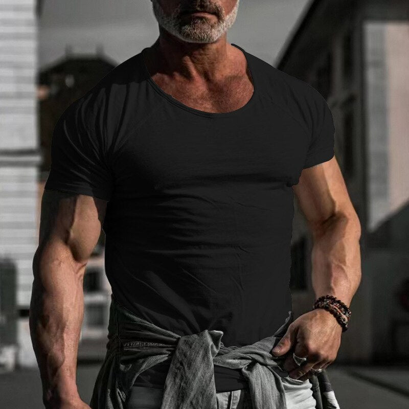 Men T Shirt  Spring Summer Loose Crew Neck Short Sleeve Loose Pullover Tops Mens Casual Fashion Solid Color Tees Streetwear