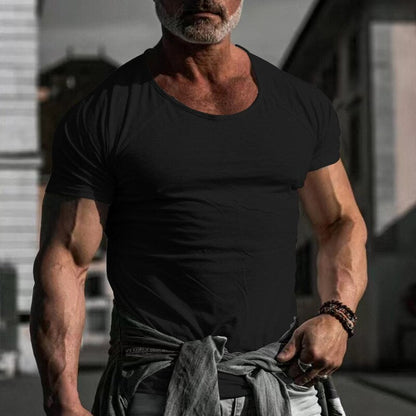 Men T Shirt  Spring Summer Loose Crew Neck Short Sleeve Loose Pullover Tops Mens Casual Fashion Solid Color Tees Streetwear