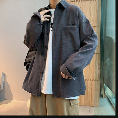 New Men's Casual Shirts Long Sleeve Oversized Vintage Graphic Male Blouses Tops Fashion Spring Clothing