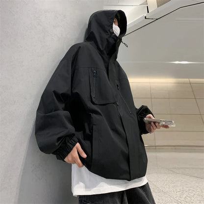 saferido Men's Korean Style Clothes Original Clothing Hooded Jackets Man Hoodie  Coats Models 2024 Outerwear Loose Fitting Spring