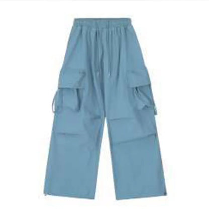 saferido Men Y2k Solid Cargo Pant Early Spring Korean Straight Oversize Casual Wide-Leg Trousers Streetwear Male Big Pockets Sweatpants