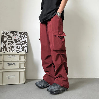 saferido Summer Thin Pants Men Fashion Pocket Cargo Pants Men Japanese Streetwear Hip-hop Loose Straight Pants Mens Oversized Trousers