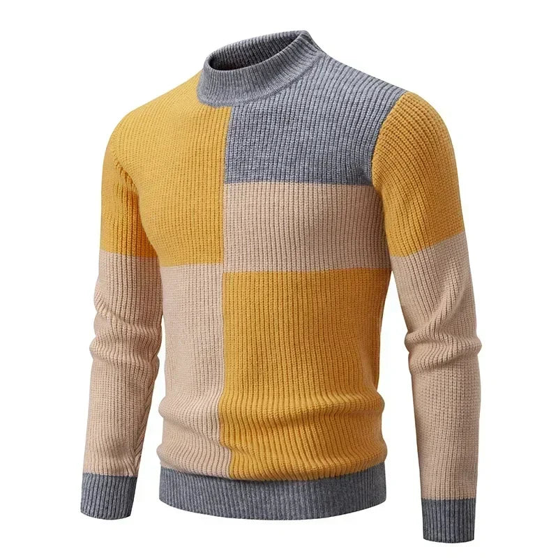 High Quality Men's New Autumn and Winter Casual Warm Neck Sweater Knit Pullover Warm Tops