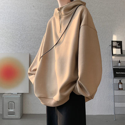 saferido Turtleneck Hoodie Zipper Pullovers Streetwear Hip Hop Hooded Sweatshirt Men Clothing Korean Couples Harajuku Coat