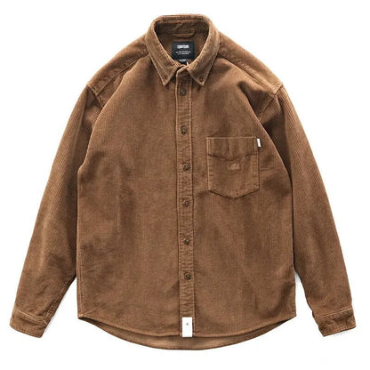 Men's American Casual Wear Japanese Retro Loose Shoulder-wear Thickened Corduroy Shirt
