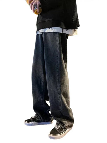 saferido Men Hip Hop Loose Straight Pants Early Spring Korean Fashion Casual Straight Oversize Wide-Leg Trousers Male Baggy Washed Pant