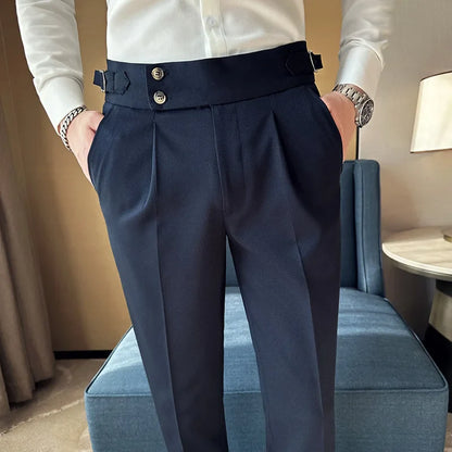 saferido  Spring Summer Men's Casual Pants Suit Pant Slim Fit Work Elastic Waist Jogging Trousers Male Black Grey Plus Size 29-36