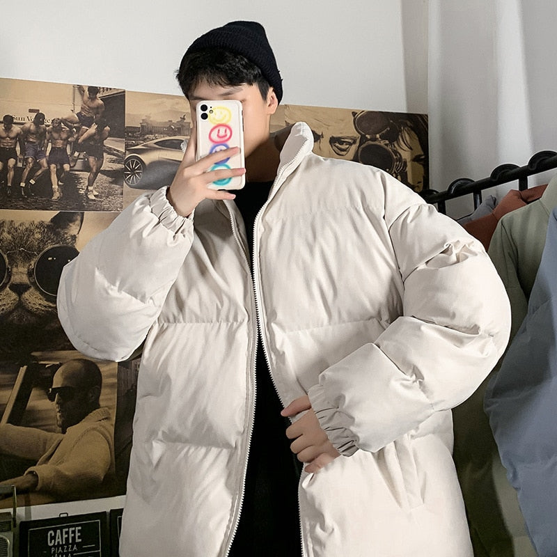 US Size Winter Jacket Men Parkas Thicken Warm Coat Mens Stand Collar Jackets Solid Color Parka Coat Women Fashion New Streetwear