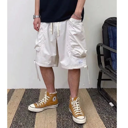 saferido New Harajuku Men Shorts Streetwear Jogger Shorts Women Mens Summer Loose Elastic Waist Hip Hop Shorts Solid Multi-Pocket