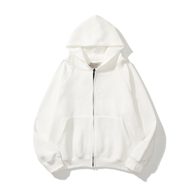 Brand Oversize Fleece Hoodies Sweatshirts Men Stereoscopic Letters Streetwear Hip Hop Casual Cotton Zipper Cardigan Couples Tops