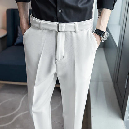 saferido British Fashion Versatile Slim Long Pants Men's Fashion Spring Clothes Office Suit Trousers Men Luxury Casual Suit Pants
