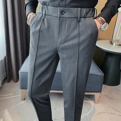 saferido  Korean Style Men Spring High Quality Leisure Pants/Male Slim Fit Fashion Solid Color Office Dress Trousers Plus size 29-36