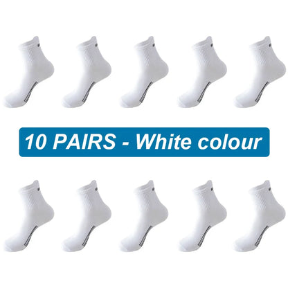saferido 10Pairs Men Socks Organic Cotton Breathable Sports Socks  Black Casual Athletic New Spring Summer for Male Plus Size EUR38-45