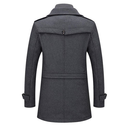 Men's Wool Jacket Winter Autumn Mens Long Windproof Wool Coat Casual Thick Slim Fit Jacket Male Overcoat