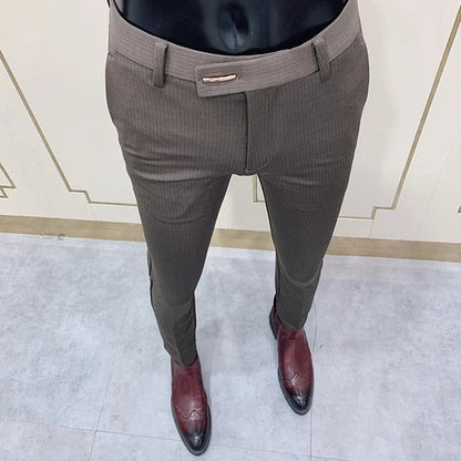 saferido  Men Gray Business Suit Pant Casual Formal Mens Dress Pants Spring Spring Pantalon Costume Slim Fit Suit Trousers 36
