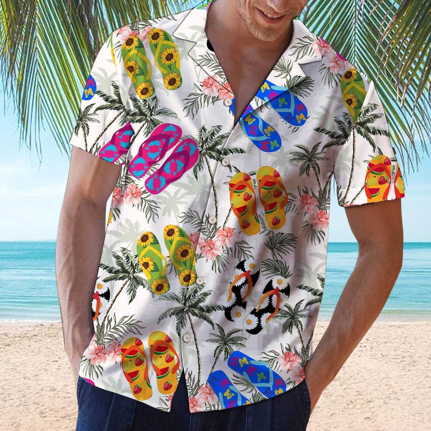 Hawaiian Shirts Red Tropical Shirts Floral Men  Tops Summer Casual Short Sleeve Button Shirt Chemise Loose Vacation Beach