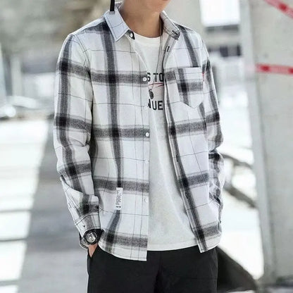 Men's plaid long-sleeved fashion new temperament shirt