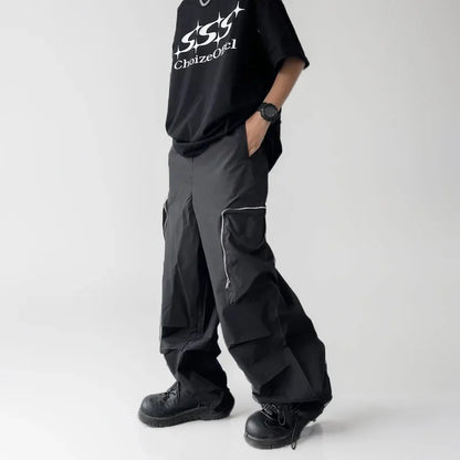saferido Baggy Black Oversize Men's Cargo Pants Japanese Streetwear Straight Trousers Male Vintage Loose Casual Pocket HipHop
