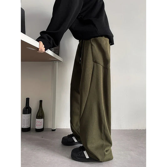saferido Mens Chic Pocket Long Pants Autumn New Men's Casual Mopping Trousers Harajuku Streetwear Sport Running Sweatpants 5XL-M