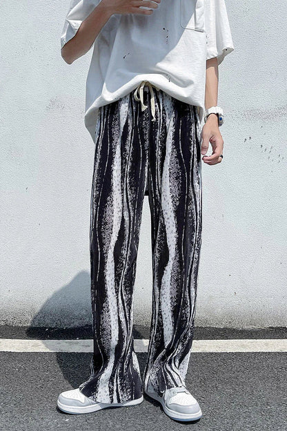 saferido Mopping Casual Pants Mens Spring Summer Oversize Fashion Sports Trousers Printed Loose Pants Straight Wide Leg Sweatpants S-5XL