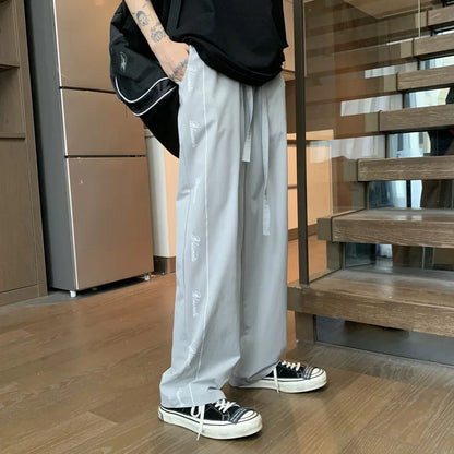 saferido Long Loose Male Trousers Cooling Baggy Men's Casual Pants Cool Ice Silk Fashion 2024 Low Price Stylish Sale Harajuku Cheap Y2k