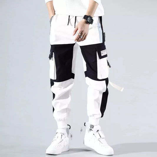 saferido Streetwear Spring Casual Men Pants Cotton Slim Fit Ribbons Men's Joggers Harajuku Elastic Waist Ankle Length Trousers For Man