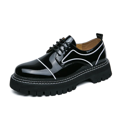 saferido Leather Shoes Men's Office Casual High Platform Leather Shoes Patent Men's Harajuku Streetwear Trend Vintage Wedding Shoes 38-45