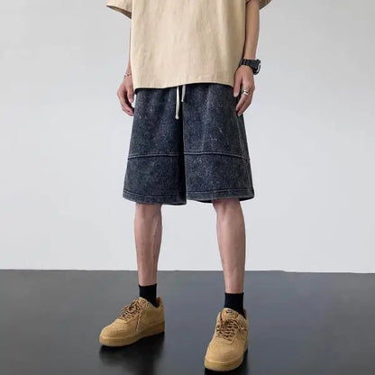 saferido Streetwear Washable Old Shorts Men's Fashion Brand Loose Summer American Casual Sports 5/4 Pants Large