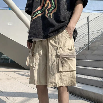 saferido  high quality overalls shorts men summer multi-pocket hipster American casual Japanese y2k pants super handsome sweatpants
