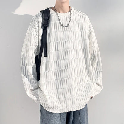 saferido Harajuku Chic T shirts For Men Oversized Tees Spring Man Casual Long Sleeve Tshirt Woman O-neck Loose Pullovers Tops 5XL-M