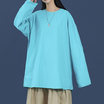 Autumn Long Sleeve T-Shirt Men Fashion Solid Basic T Shirt Mens Oversized Hip Hop Casual Cotton Mens Streetwear Top Tees