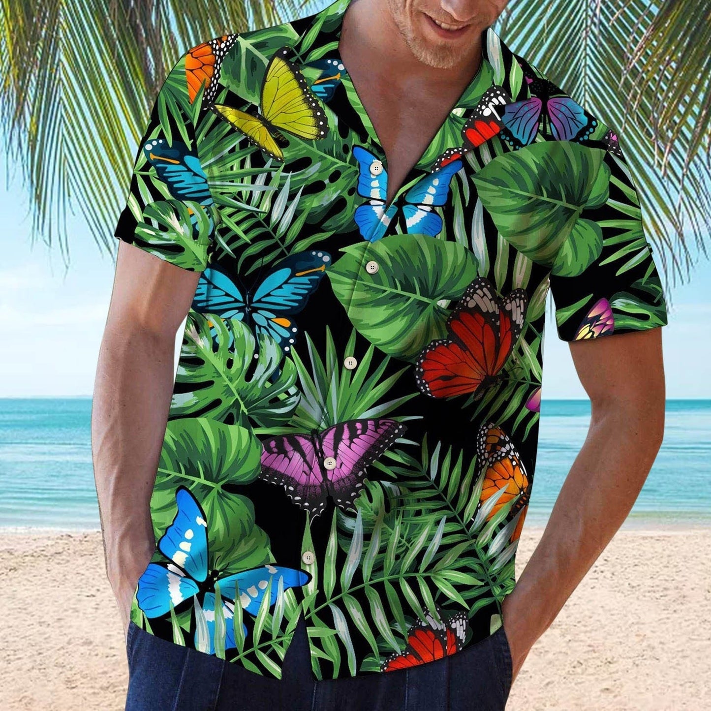 Hawaiian Shirts Red Tropical Shirts Floral Men  Tops Summer Casual Short Sleeve Button Shirt Chemise Loose Vacation Beach