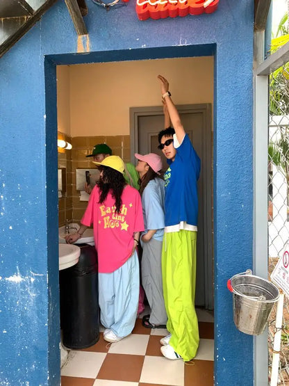 saferido Y2k Pink Wide Parachute Pants Men Harajuku Quick Drying Oversized Casual Joggers Korean Streetwear Baggy Sports Trousers