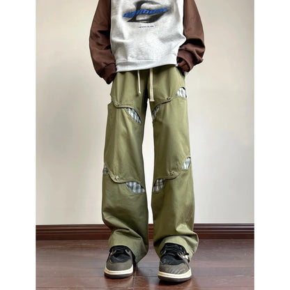 saferido American High Street Workwear Pants for Men's Hollow Out Casual Pants Autumn Fashion men trousers