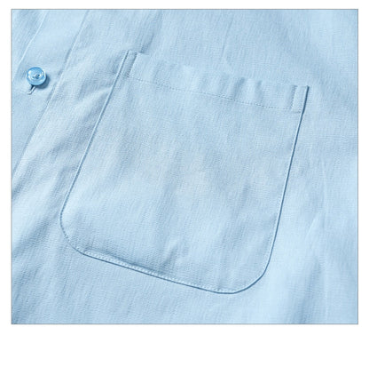 Spring/Summer Men's Shirt Japanese Solid Color Shirt Short Sleeve Men's Summer Half Sleeve Top Coat Trendy Hong Kong Style Shirt