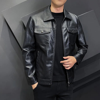 saferido  Spring Leather Jacket Men Motorcycle Jacket Slim Fit Male Autumn Faux Leather Coat Men's Casual Zipper Windbreaker Clothes