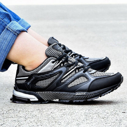 saferido New Arrival Classics Style Men Running Shoes Cow Split Mesh Men Sport Shoes Lace Up Outdoor Jogging Shoes