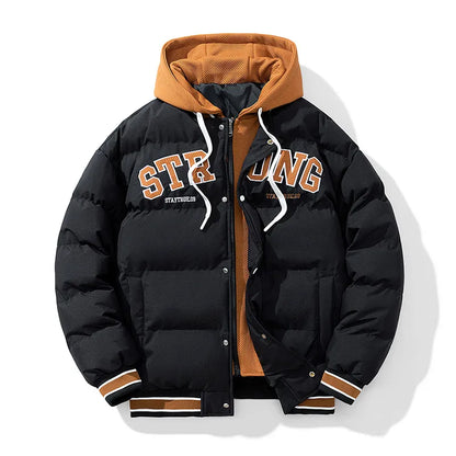 Winter Jacket Men's Zipper New Jacket Streetwear Windproof Fashion Jacket Hooded Parkers Winter Thick Thermal Cotton Coat Men's