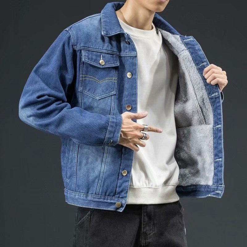 Winter Denim Cotton Jacket Men's Padded Thicker Plus Size Warm Jacket Top
