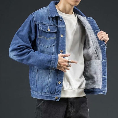 Winter Denim Cotton Jacket Men's Padded Thicker Plus Size Warm Jacket Top