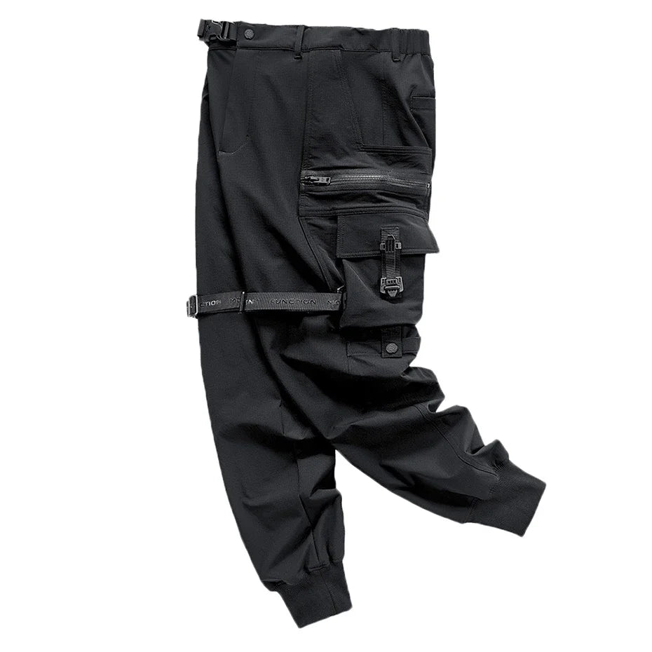 saferido Streetwear Cargo Pants Harajuku Hip Hop Joggers Men Oversized Techwear Pants Multi Pockets Harem Pencil Trousers Black