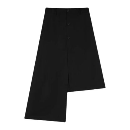 saferido Mens Japanese Double-Layer Irregular Splicing Culottes New Necessities Couple Lazy Style Retro Loose Wide-Leg Pants Unisex
