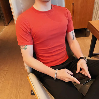 saferido Summer Brand Tight fitting T Shirts Harajuku Men Clothing Oversized Tops & Tees Plus Size Clothes Korean White Short Sleeve